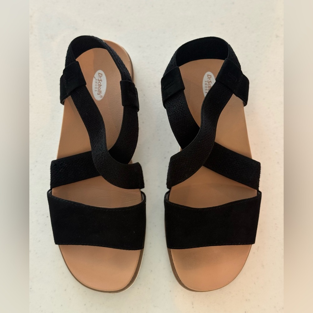 Dr. Scholl's Black Crossover Elastic Sandals